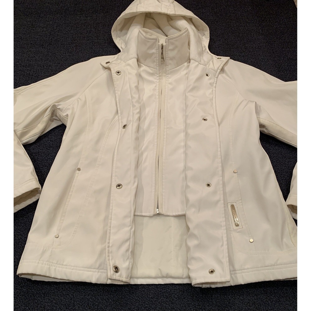 Liz Claiborne Jacket Women's Size Medium White Full Zip Hood - Picture 3 of 15